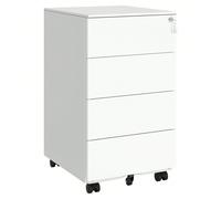 Caisson De Bureau Mobile, Verrouillable, Avec 4 Tiroirs, Rangement Pour Documents Et Papeterie, Pré-Assemblé, 45,1 X 39 X 69,3 Cm, Blanc Nuage Blanc