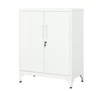 Caisson De Bureau, Placard Polyvalent, Armoire De Bureau À 2 Portes, Verrouillable, Meuble De Rangement En Acier, Pour Bureau, Salon, Blanc Mat Blanc