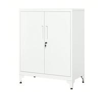 Caisson de bureau, Placard Polyvalent, Armoire de bureau à 2 Portes, Verrouillable, Meuble de rangement en acier, pour bureau, Salon, Blanc Mat Blanc
