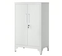 Caisson De Bureau, Placard Polyvalent, Armoire De Bureau À 2 Portes, Verrouillable, Meuble De Rangement En Acier, Pour Bureau, Salon, Gris Mat Gris