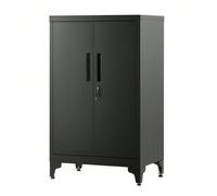 Caisson De Bureau, Placard Polyvalent, Armoire De Bureau À 2 Portes, Verrouillable, Meuble De Rangement En Acier, Pour Bureau, Salon, Noir D'encre Noir