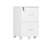 Caisson de bureau 2 tiroirs verrouillables panneaux MDF Blanc