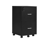 Caisson de bureau rangement bureau sur roulettes 2 tiroirs verrouillables 2 clés fournies MDF panneaux particules noir