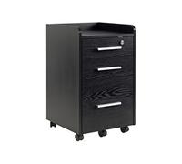 HOMCOM Caisson de bureau sur roulettes – 3 tiroirs (1 verrouillable) avec trieur dossiers – Noir