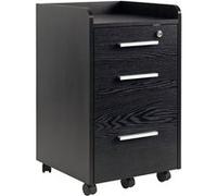 HOMCOM Caisson de bureau sur roulettes – 3 tiroirs (1 verrouillable) avec trieur dossiers – Noir