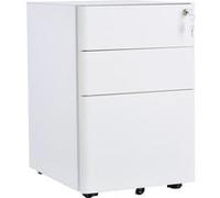 Caisson de bureau rangement bureau sur roulettes 3 tiroirs coulissants verrouillables trieur à dossiers dim. 39L x 48I x 59H cm acier blanc Blanc G