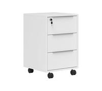 HomCom - Caisson bureau mobile 3 tiroirs avec serrure et roulettes, 40x40x63,5 cm, blanc