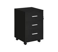 Caisson de bureau rangement bureau sur roulettes 3 tiroirs verrouillables dim. 40L x 41,5l x 61,5H cm noir
