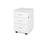 HomCom Caisson de bureau Rangement sur roulettes 3 tiroirs verrouillables Blanc 40 x 41,5 x 61,5 cm
