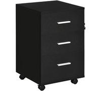 Vinsetto Caisson de bureau sur roulettes 3 tiroirs verrouillables 40 x 40 x 61,5 cm Noir