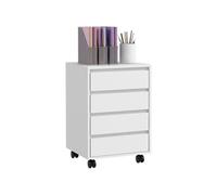 HOMCOM Caisson de bureau 4 tiroirs coulissants sur roulettes MDF 46x40x65 cm Blanc