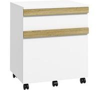 Vinsetto Caisson de Bureau à roulettes Meuble de Rangement Mobile avec 2 tiroirs coulissants trieur à dossiers 48 x 40 x 59,5 cm Blanc