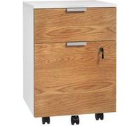 HomCom Caisson de bureau à roulettes - tiroir coulissant & dossiers suspendus - blanc chêne moyen