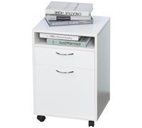Caisson de bureau rangement bureau sur roulettes tiroir placard niche panneaux particules blanc