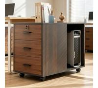 Caisson de Bureau Rangement Mobile Armoires de Bureau 2 Tiroir avec Serrure | Compartiment Ouvert for Unité Centrale Gain de Place Sur Bureau for Rangement au Quotidien Télétravail