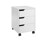 HOMCOM Caisson de bureau mobile 3 tiroirs sur roulettes Rangement pour documents et imprimante Blanc