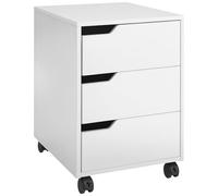 Caisson de bureau rangement sur roulettes 3 tiroirs verrouillables 40 x 50 x 57,5 cm MDF blanc
