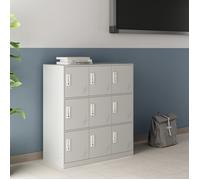 Caisson de bureau Rautavaara avec 9 portes acier laqué 100 x 90 x 40 cm gris clair