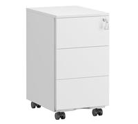 Caisson de Bureau - SONGMICS - 3 Tiroirs - Métal Blanc Mat - Verrouillable - Prémonté