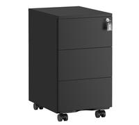 Caisson de Bureau - SONGMICS - Métallique - 3 Tiroirs - Verrouillable - Noir Mat - 40x30x54 cm