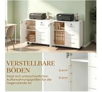 Caisson de Bureau sur Roulettes avec Serrure 3 Tiroirs et Étagère Réglable Meuble de Rangement Mobile 1 Pièce