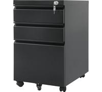 Maclean MC-850 Meuble à roulettes avec Serrure 3 tiroirs 39 x 64 x 50 cm Noir