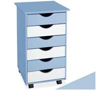 Caisson de bureau - TECTAKE - Desserte en bois avec 4 roulettes pivotantes et 6 tiroirs 65 x 36 x 40 cm - Bleu