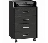 Caisson de bureau - Vinsetto - rangement à 4 tiroirs - mobile sur roulettes - bois - 40 x 36 x 65 cm - noir