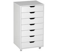 Caisson de bureau - Vinsetto - sur roulette - 7 tiroirs avec poignées encastrées - organisateur pour format A4, lettres - blanc
