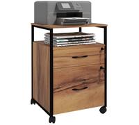 Caisson de bureau - Vinsetto - sur roulettes - 2 tiroirs verrouillables - barres pour dossiers - bois - 44x40x66,5cm - marron