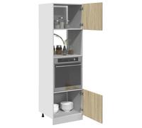 Caisson de cuisine Brun - LEMON® Meuble micro-ondes - Vitrine de cuisine - ""Lyon"" - avec rangement - Chêne sonoma - 60x57x207cm - Bo