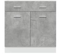 Caisson de cuisine Gris - LEMON® Armoire à tiroirs de cuisine - Armoire à vitrine - ""Lyon"" - avec rangement - gris béton - 80x46x81,