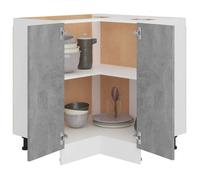 Caisson de cuisine Gris - LEMON® Armoire d'angle basse - Vitrine de cuisine - ""Lyon"" - avec rangement - gris béton - 75,5x75,5x81,5c