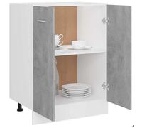 Caisson de cuisine Gris - LEMON® Meuble bas de cuisine - Armoire à vitrine - ""Lyon"" - avec rangement - gris béton - 60x46x81,5cm - B
