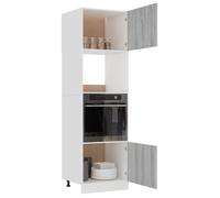 Caisson de cuisine Gris - LEMON® Meuble micro-ondes - Vitrine de cuisine - ""Lyon"" - avec rangement - Gris Sonoma - 60x57x207cm - Boi