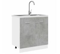 Caisson de cuisine Gris - LEMON® Meuble sous-évier ""Lyon"" - avec rangement - gris béton - 80x46x81,5cm - Bois d'ingénierie 945 Solde