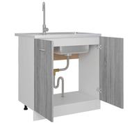 Caisson de cuisine Gris - LEMON® Meuble sous-évier ""Lyon"" - avec rangement - Gris Sonoma - 80x46x81,5cm - Bois d'ingénierie 207 Sold