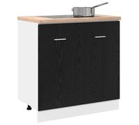 Caisson de cuisine Noir - LEMON® Meuble Bas d'Évier - chêne Noir - 80x46x81,5cm - Bois ingénieré 350 - Soldes