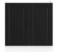 Caisson de cuisine Noir - LEMON® Meuble bas pour évier Porto noir 80x46x81,5cm - Bois ingénierie 516 - Soldes