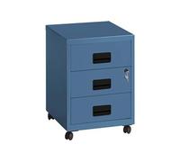 - Caisson de rangement 3 tiroirs en acier sur roulettes bleu