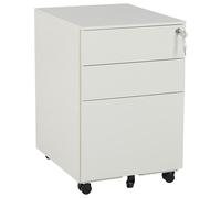 Caisson de Rangement à Roulettes avec 3 Tiroirs en Acier Blanc Cassé Cami