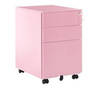 Caisson de Rangement à Roulettes avec 3 Tiroirs en Acier Rose Industriel Cami