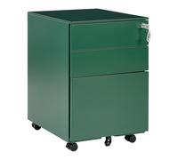 Caisson de Rangement à Roulettes avec 3 Tiroirs en Acier Vert Industriel Cami