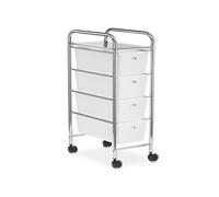 Caisson de rangement sur roulettes GINA 4 tiroirs, en plastique blanc et métal