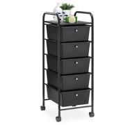 IDIMEX Caisson de Rangement sur roulettes GINA, Colonne de 5 tiroirs et 1 étagère pour Salle de Bain ou Bureau, en Plastique et métal Noir
