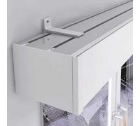 Caisson de Tringle à Rideaux Mural avec Double Rail et Support, cantonnière Blanche, Cache-Tringle Robuste, décoration de séparation de pièce (140 cm / 4,6 pi)