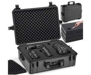 Caisson étanche - TECTAKE - Caisson valise pour appareil photo et caméra avec 4 inserts en mousse 56 x 42 x 21 cm - Noir