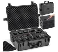 Caisson étanche - TECTAKE - Valise pour appareil photo et caméra avec 4 inserts en mousse et fermeture, 56 x 42 x 21 cm - Noir
