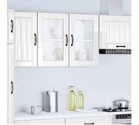 Caisson haut cuisine Blanc - LEMON® Meuble mural de cuisine avec porte vitrée ""Lucca"" - avec rangement - Bois d'ingénierie - Blanc b