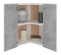 Caisson haut cuisine Gris - LEMON® Armoire d'angle suspendue ""Lyon"" - avec rangement - gris béton - 57x57x60cm - Bois d'ingénierie 2